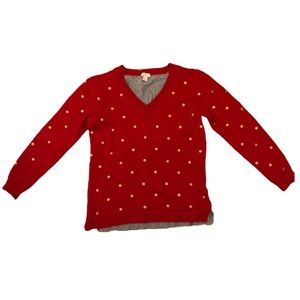 J.CREW V-Neck Sweater, Size Large, Red
